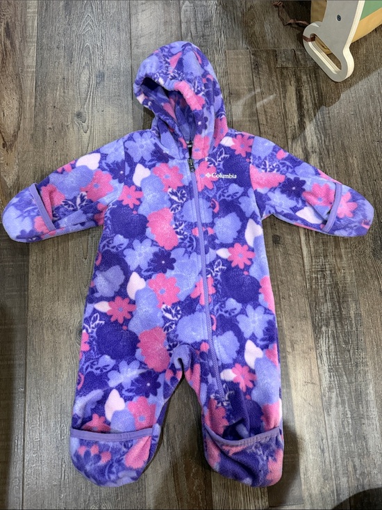 Columbia Other - Columbia Purple and Pink Floral Fleece Hooded Baby One-Piece